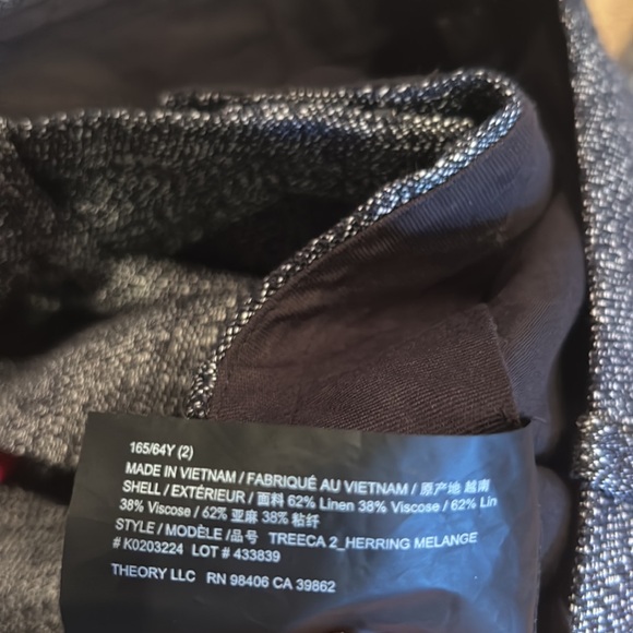 NWT THEORY trecca 2 pants in navy herring melange size 2/4 - Picture 13 of 14